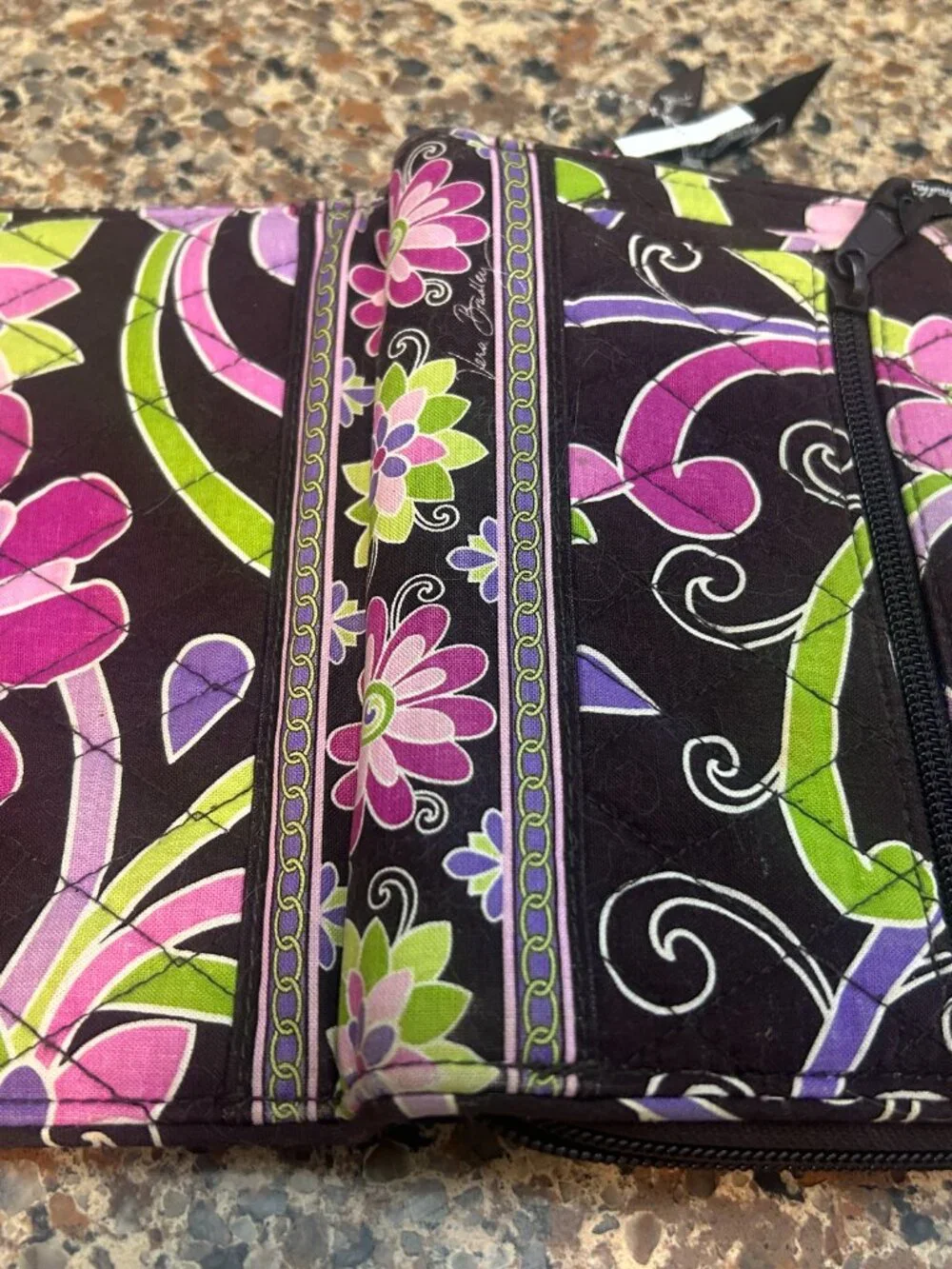 New Vera Bradley Purple Floral Wallet with Silver Toggle Closure